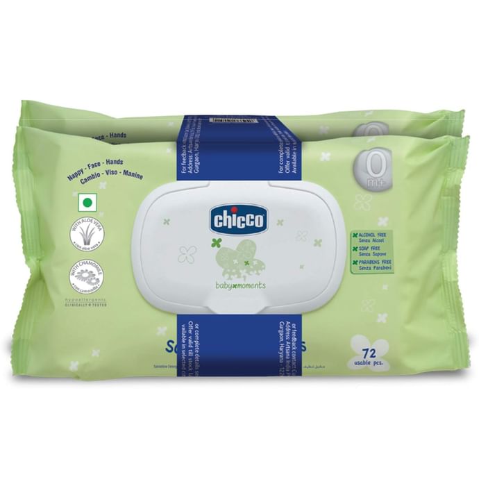 Chicco Soft Cleansing Wipes (72 Each) - Nibasu