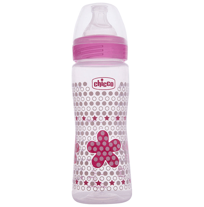 Chicco Well Being Polypropylene Feeding Bottle Pink - Nibasu