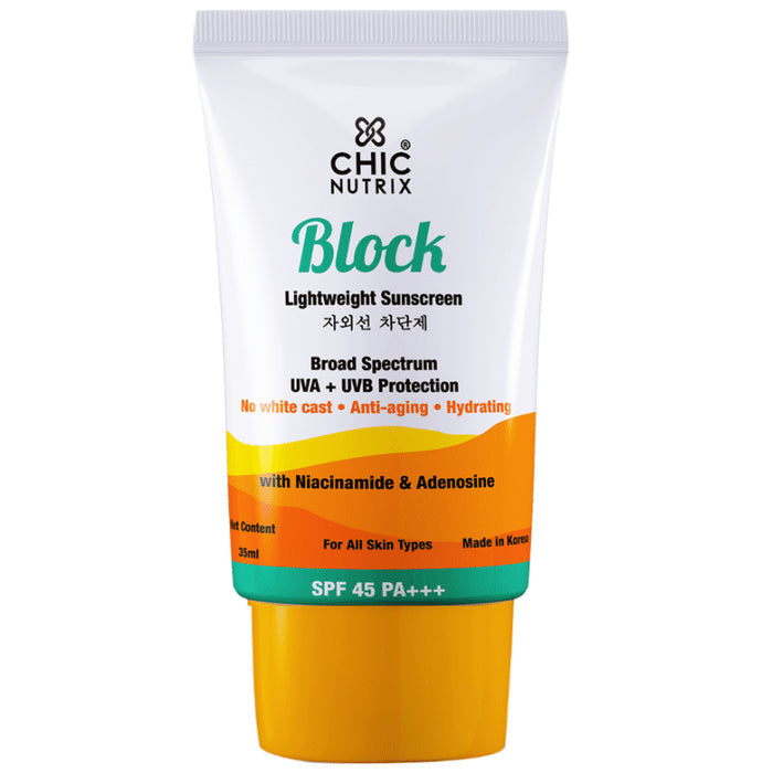 Chicnutrix Block Lightweight Sunscreen SPF 45 PA+++ - Nibasu