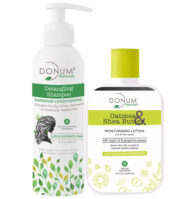 Donum Naturals Combo Pack of Detangling Shampoo and Oatmeal Shea & Butter Moisturising Lotion - Nibasu