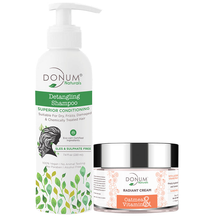 Donum Naturals Combo Pack of Detangling Shampoo and Radiant Cream - Nibasu