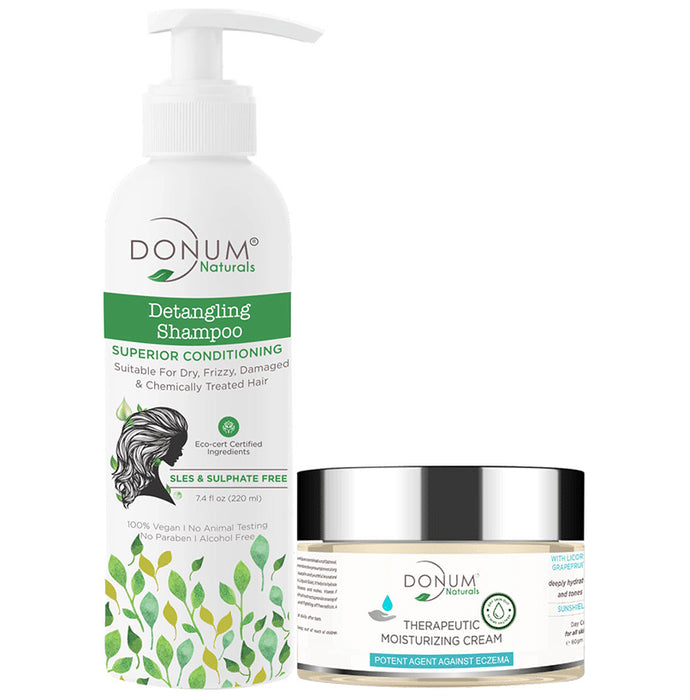 Donum Naturals Combo Pack of Detangling Shampoo and Therapeutic Moisturizing Cream - Nibasu